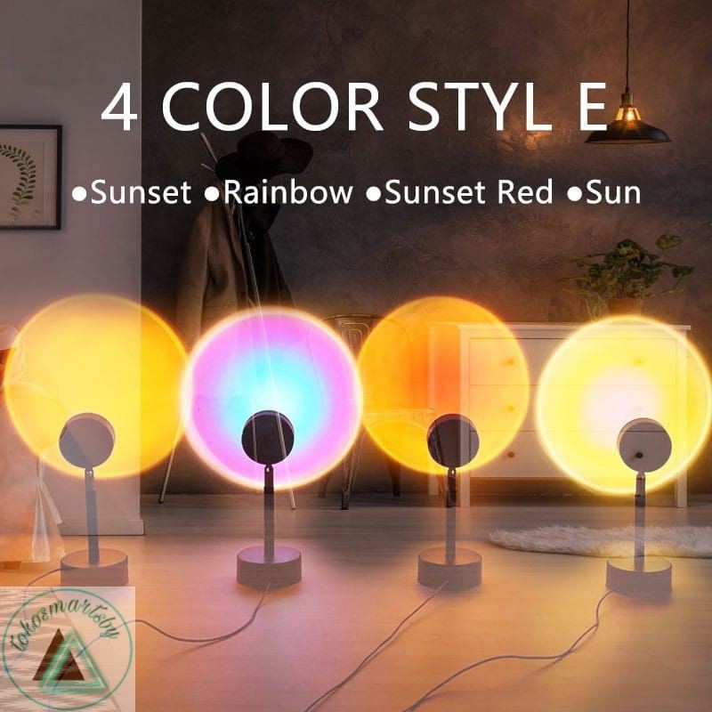 Sunset Lamp / Lampu Tidur Proyektor with Sunset/Rainbow/Sun Colour USB LED Projection