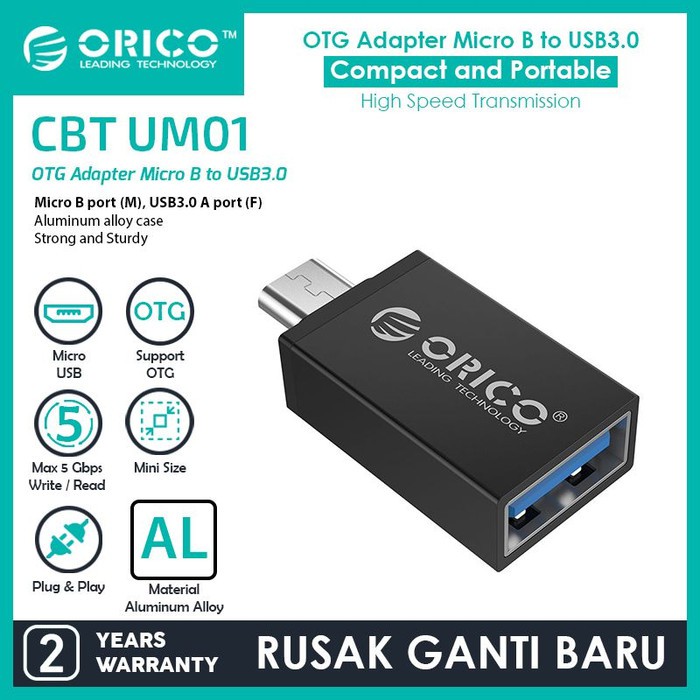 USB OTG Orico CBT-UM01-BK OTG Type MICRO b to USB3.0 Adapter ORIGINAL