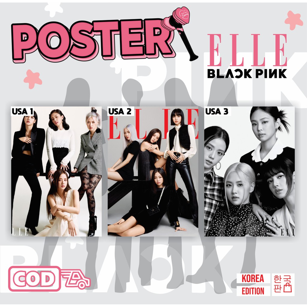 Poster BLACKPINK ELLE Magazine Jennie Lisa Jisoo Rose Poster KPOP