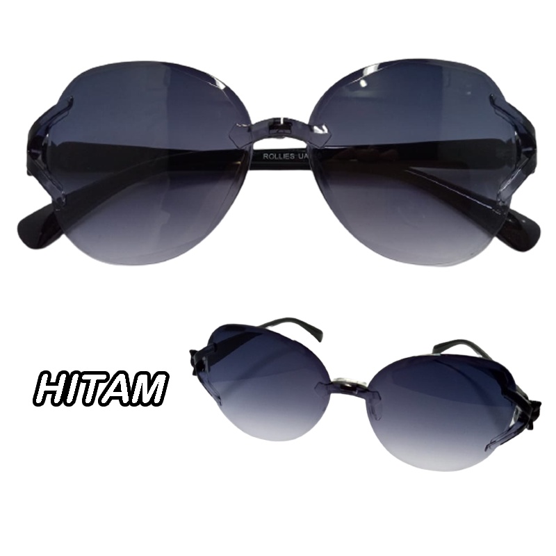 Kacamata Hitam Uv400 Tanpa Bingkai Bentuk Oval Bulat Warna Gradasi Transparan Gaya Vintage Untuk Wanita Pria Kacamata Gaya Sunglasses Unisex Kaca mata Murah Kacamata Fashion Dua Warna