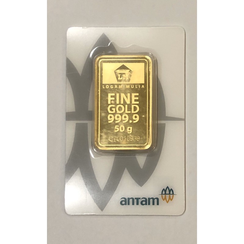 Antam LM Emas Murni Fine Gold Batang Batangan Certieye Sertifikat 50 Gram Gr G Press Garansi 2021