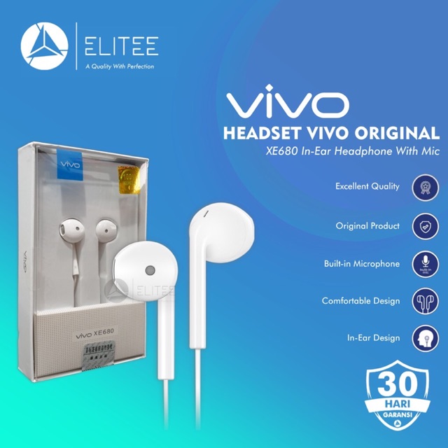 Headset VIVO Original Hifi Handsfree Earphone XE160 Vivo With Mic XE680 V9 V15 V15 pro V11 V11 pro V19 Y12 Y12i Y12S Y15 Y17 Y20 Y20i Y20S Y21 Y21S Y30  Y30i Y50 Y50i Y51 Y51 2020 Y53 Y55 Y65 Y66 Y67 Y69 Y71 Y75 Y79 Y81 Y83  Y85 Y91 Y91C Y93 Y95 Y97