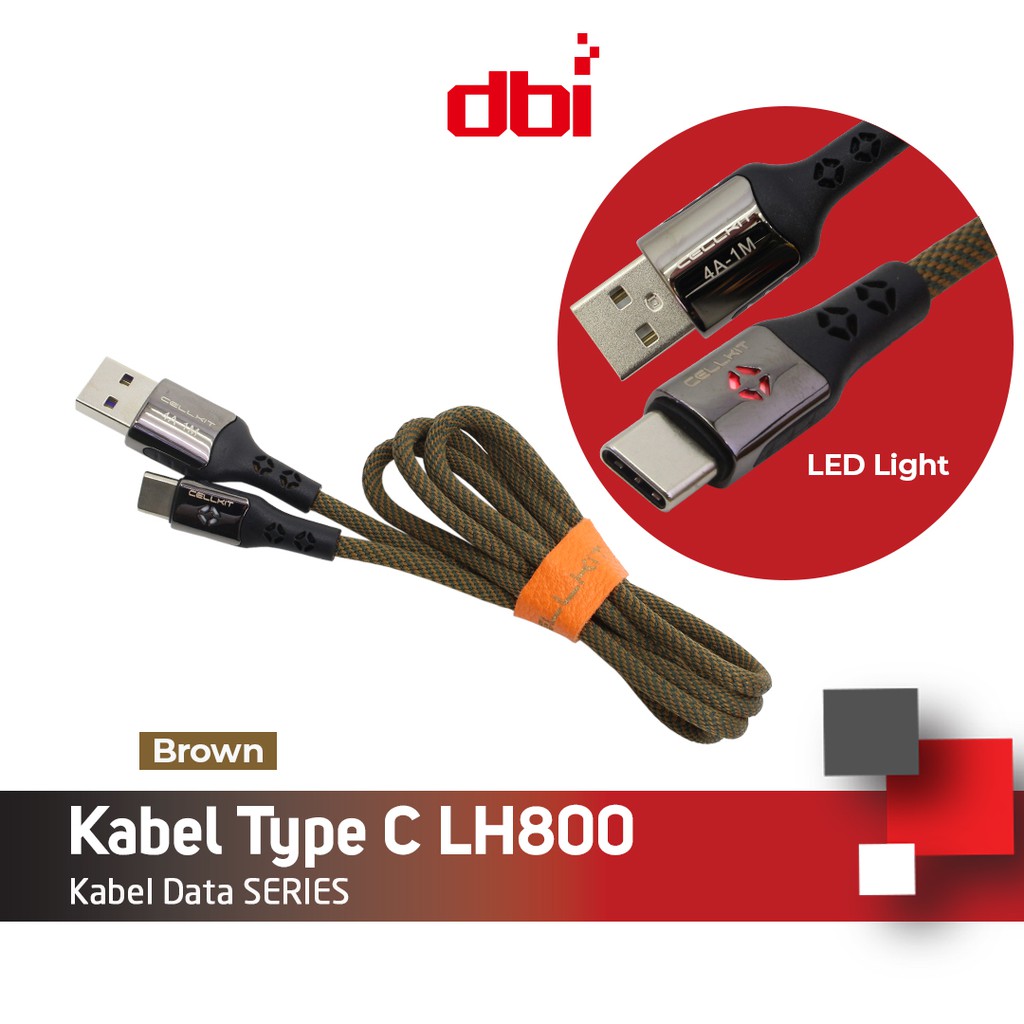 Kabel Data Premium Type C 100cm LED FAST CHARGING 4A CELLKIT LH800