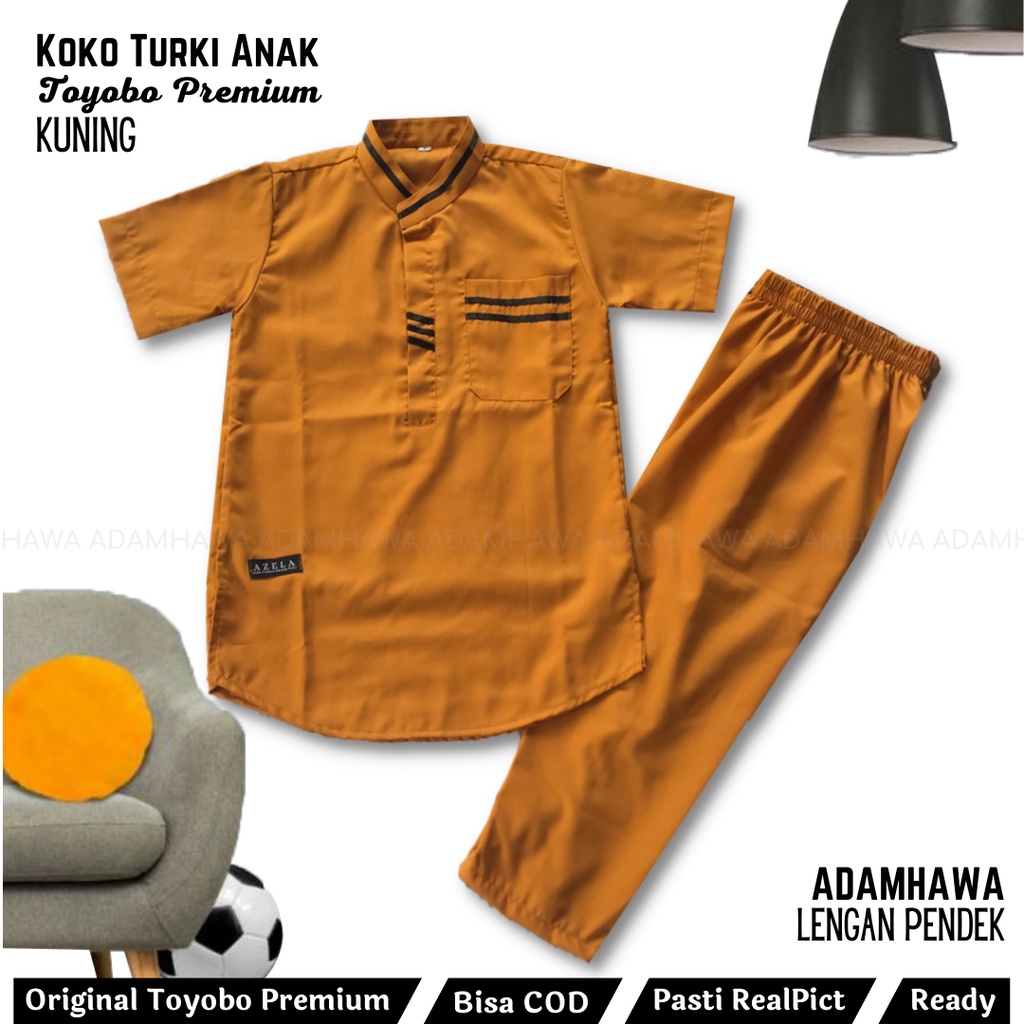 Setelan Baju  Koko Anak Turki Laki laki Umur 3-12Tahun  Set Koko Anak Muslim Lengan Pendek Alexa