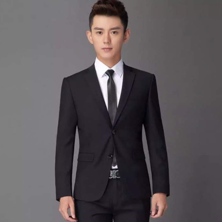 SETELAN JAS FORMAL PRIA 4IN1 - DOUBLE BUTTON STYLE BLACK ORIGINAL NIKAYU HIGH TWIST SLIMFIT