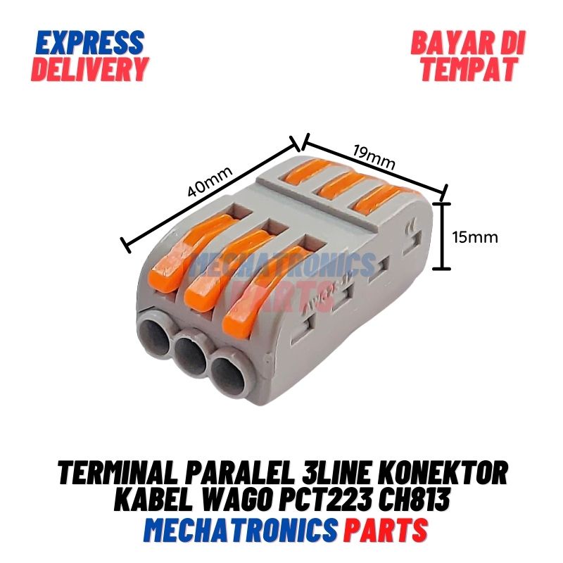 TERMINAL PARALEL 3LINE KONEKTOR KABEL WAGO PCT223 CH813