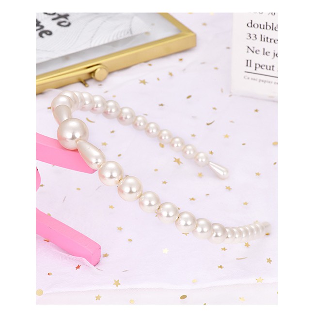 LRC Bando Fashion White Alloy Pearl Headband F52906