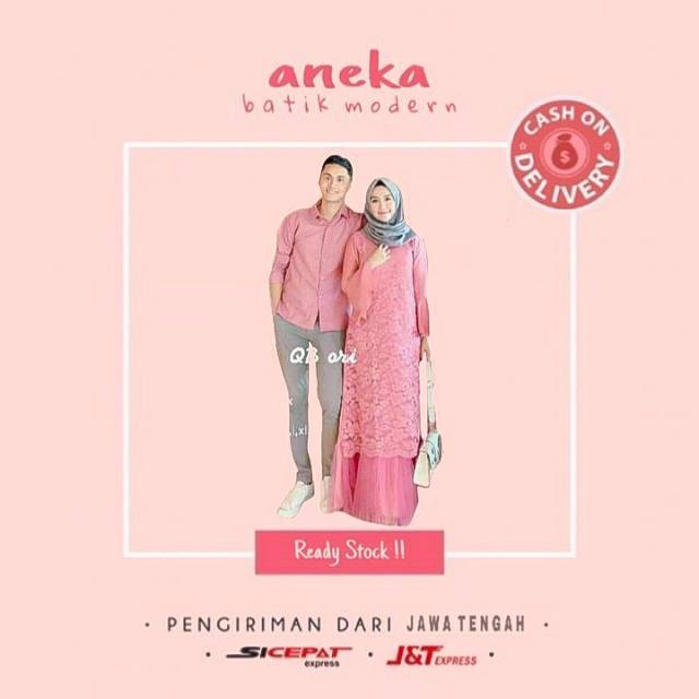 Set Batik Couple Estika Brokat Brukat Kondangan Kerja Pesta Dress Warna Pink Soksu Maroon Murah Shopee Indonesia