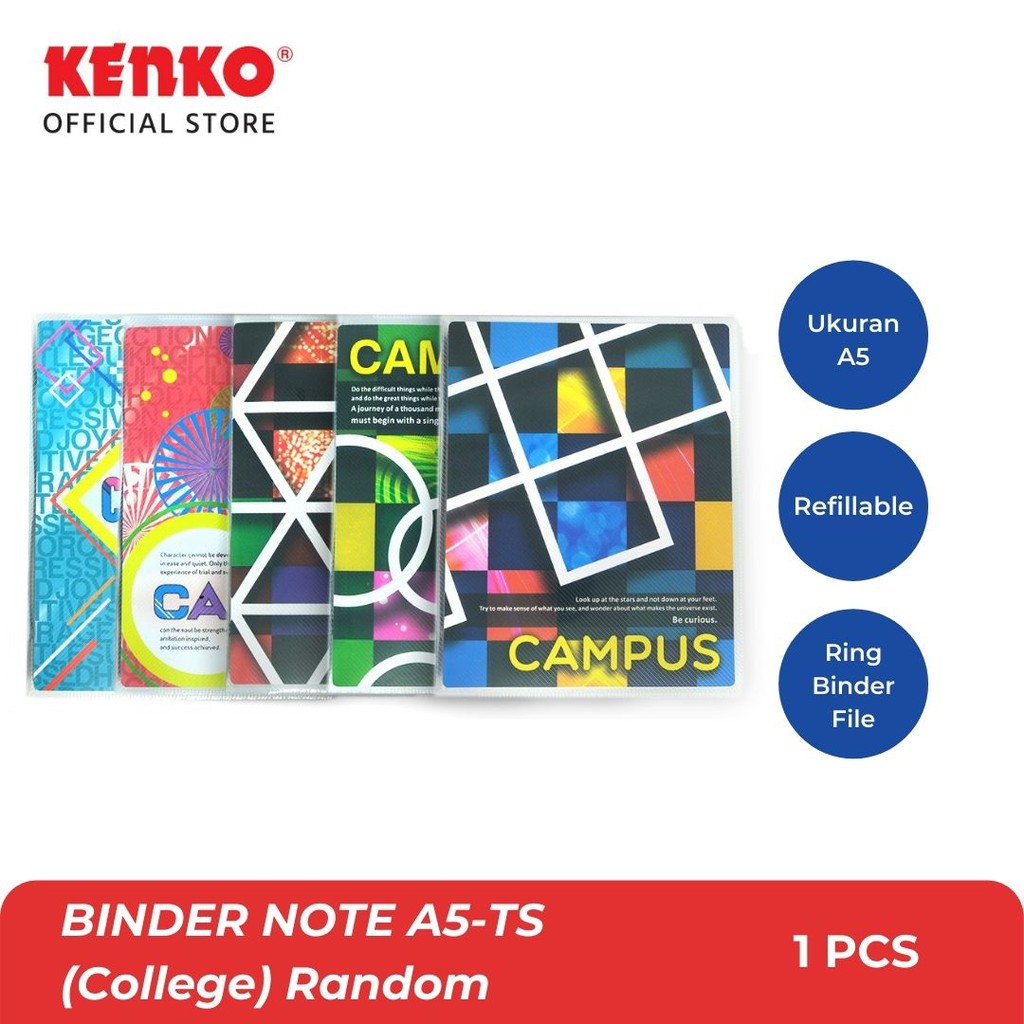 

KENKO BINDER NOTE / Buku Tulis / Catatan A5-TS (College) Random Color