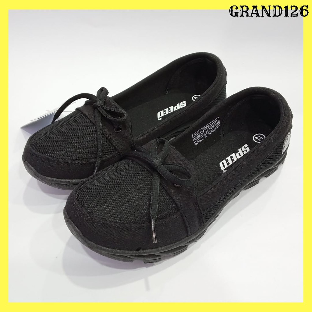 sepatu sekolah perempuan SPEED sepatu sekolah model slip on bahan full kain