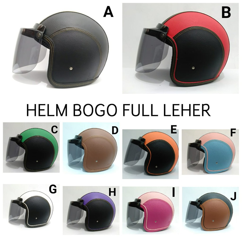 Terkini Helm Bogo Full Leher Helm Hitam Kaca Datar Ori Shopee Indonesia