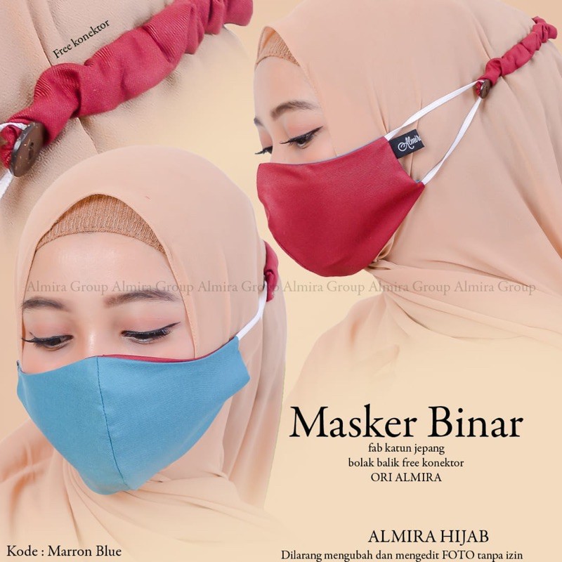 BISA COD|masker bolak balik premium katun by Almira group|masker 2warna