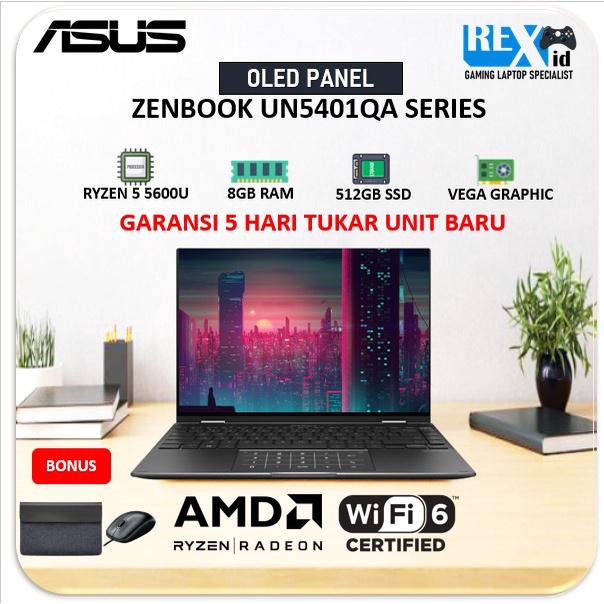 ASUS ZENBOOK UN5401QA OLED RYZEN 5 5600 8GB 512SSD W11+OHS