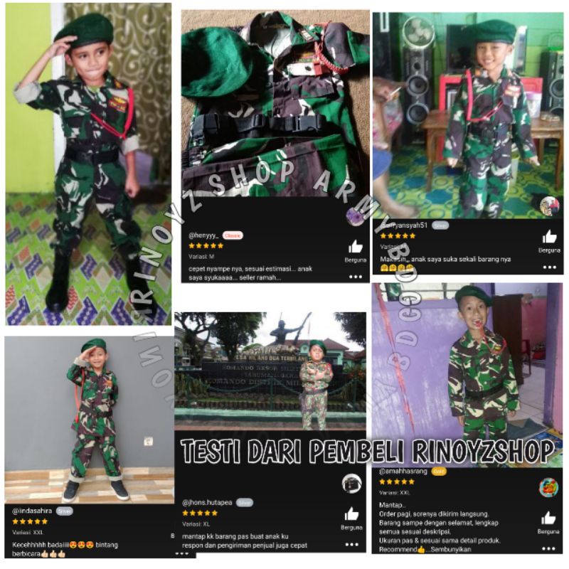 FREE ONGKIR BAJU LORENG PROFESI ANAK TNI CILIK 1 SET / SERAGAM PROFESI PDL LORENG TNI ANAK / KOSTUM