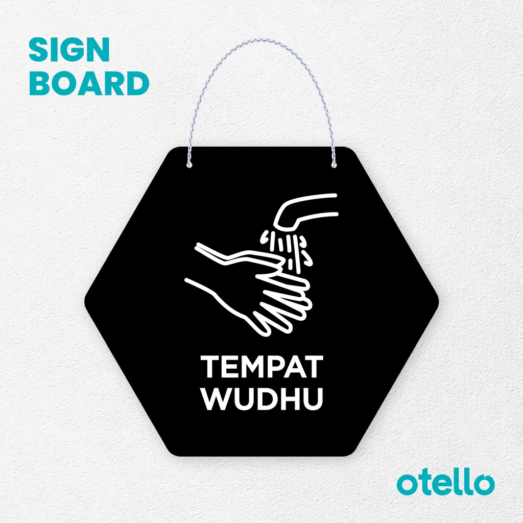 Otello Signage Tempat Wudhu Signage Board Acrylic Papan Gantung Akrilik Rantai Petunjuk Toko Modern Minimalist Kafe Restoran Kantor Gedung Cafe