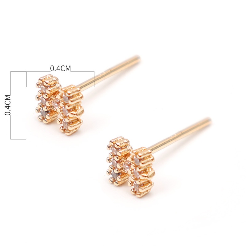 Anting Stud Zircon Berlian Imitasi Bentuk Huruf H Geometris Gaya Korea Untuk Wanita