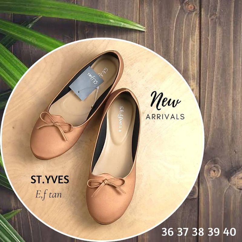 Sepatu ST YVES Wanita Flat Shoes E/F Tan Pita Cantik