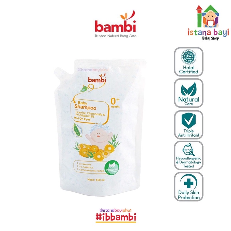 Bambi Shampoo 450 ml ( Refill ) - Shampoo bayi