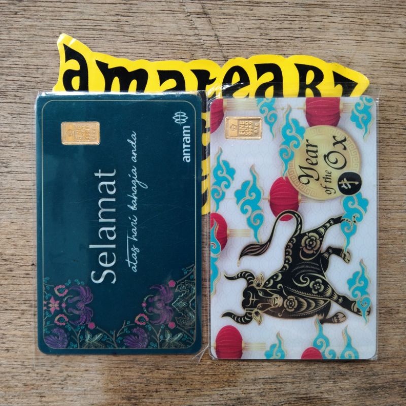 PAKET 2 PCS LOGAM MULIA ANTAM GIFT SERIES SELAMAT & OX YEAR 0,5 GRAM