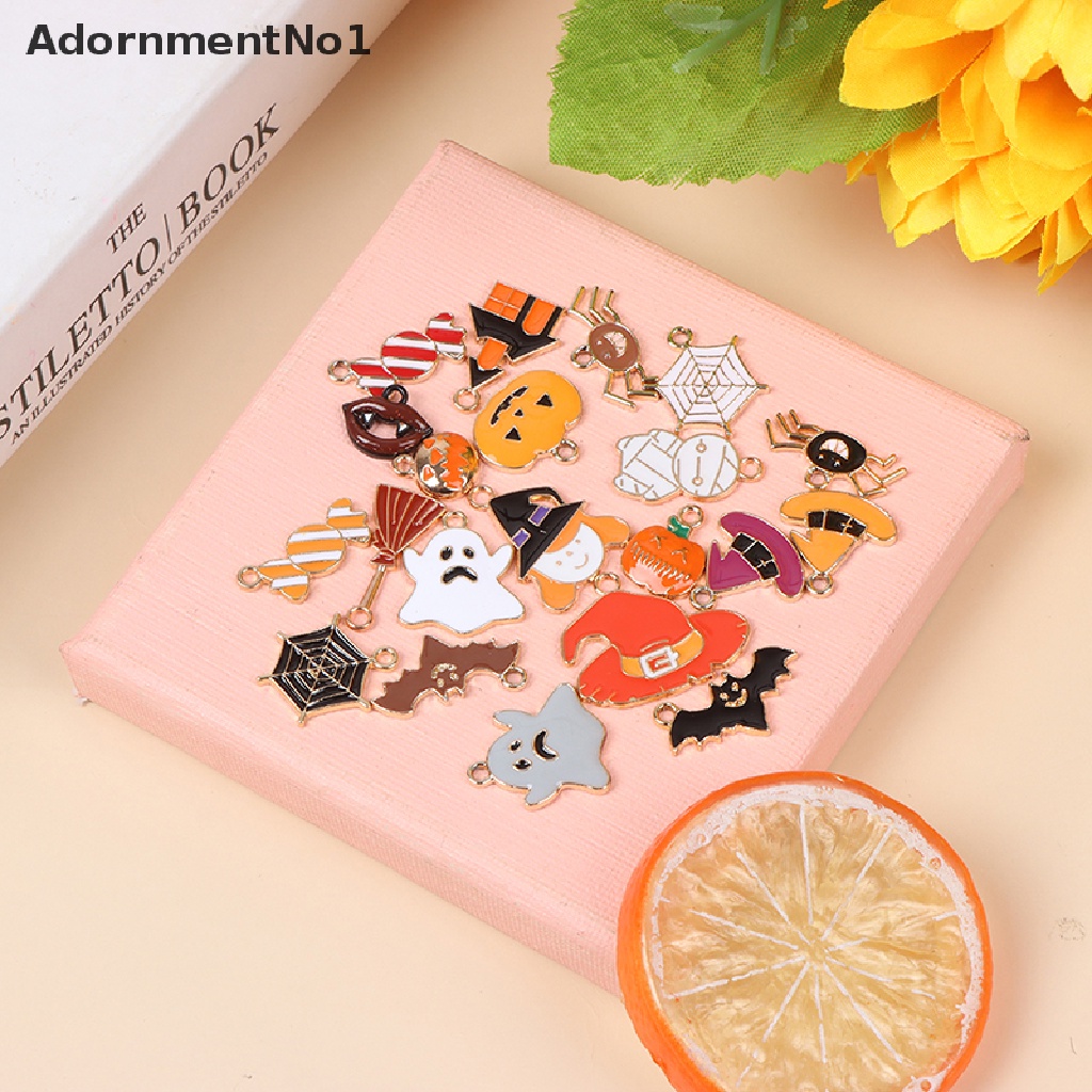 (AdornmentNo1) 21pcs / Set Liontin Bentuk Labu / Hantu / Permen Halloween Untuk Aksesoris DIY Charms