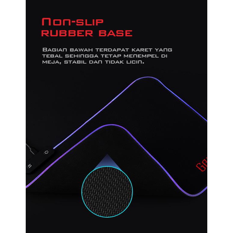 Gamen Mousepad RGB Lighting GP-Halo Anti Slip Rubber Base Black