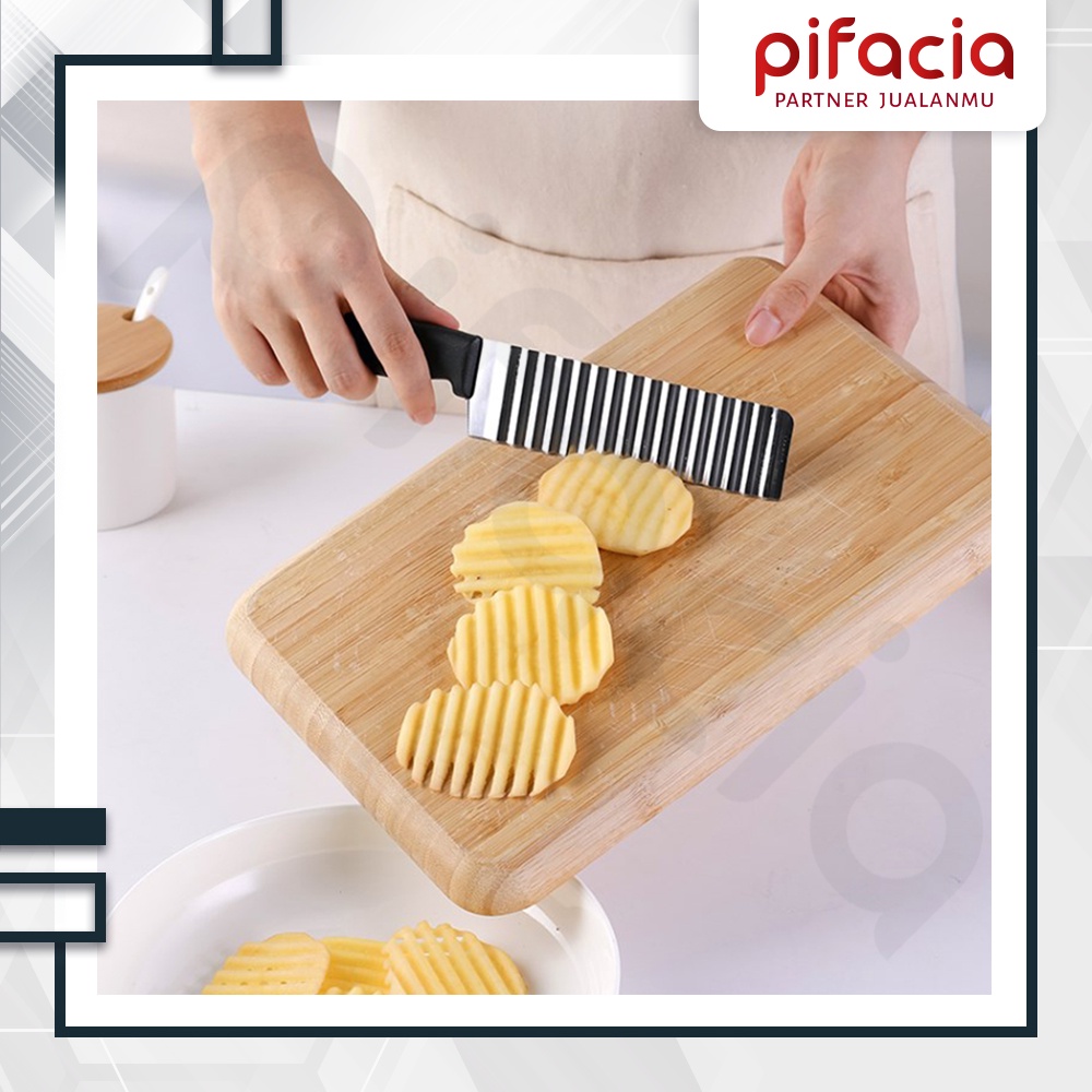 PIFACIA Pisau Acar Stainless Alat Potong Kentang Wortel Bergelombang Timun Asinan