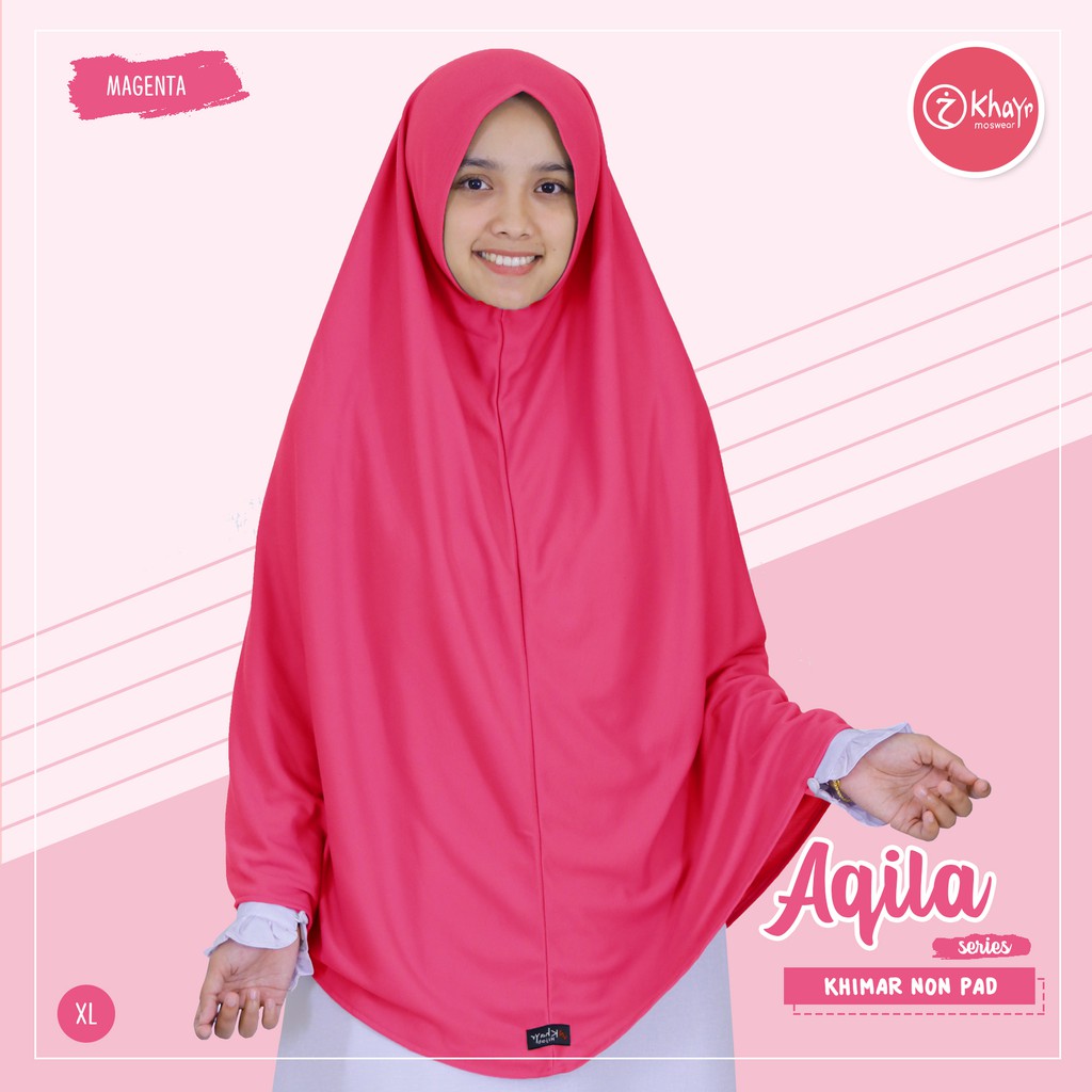 Kerudung Panjang Wanita - Hijab Syari Aqila Non Pet Warna Magenta