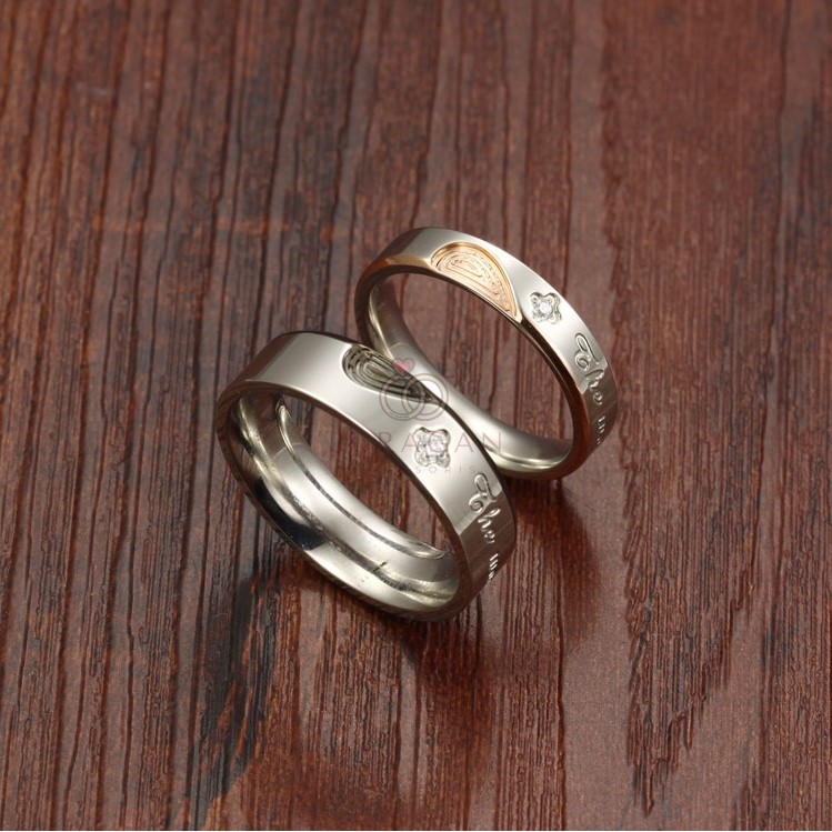 [HIGH QUALITY] Cincin Couple BUCIN R24 Titanium Ukir Nama + Box Cincin Beludru + BONUS Gelang Couple