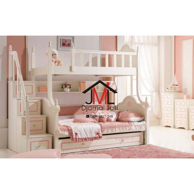 Tempat tidur tingkat. bunk bed pink  anak cewek