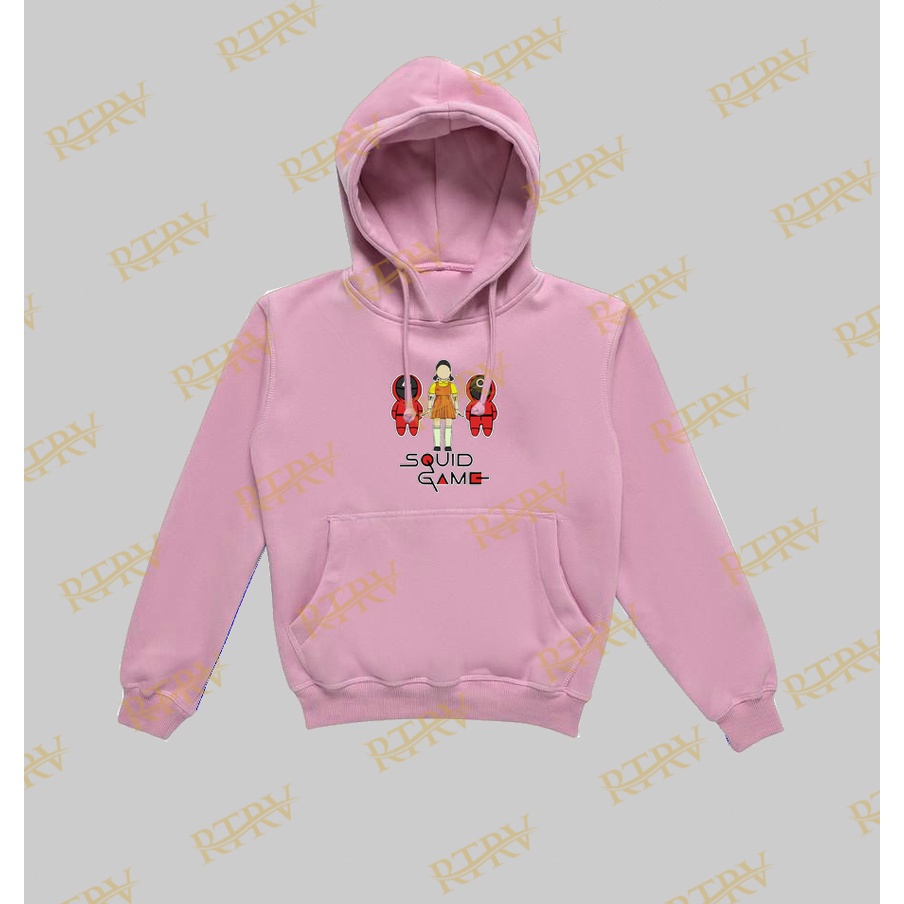 JAKET SWEATER HOODIE ANAK ANAK BONEKA SQUID GAME LAKI LAKI PEREMPUAN USIA 5 - 12 TAHUN