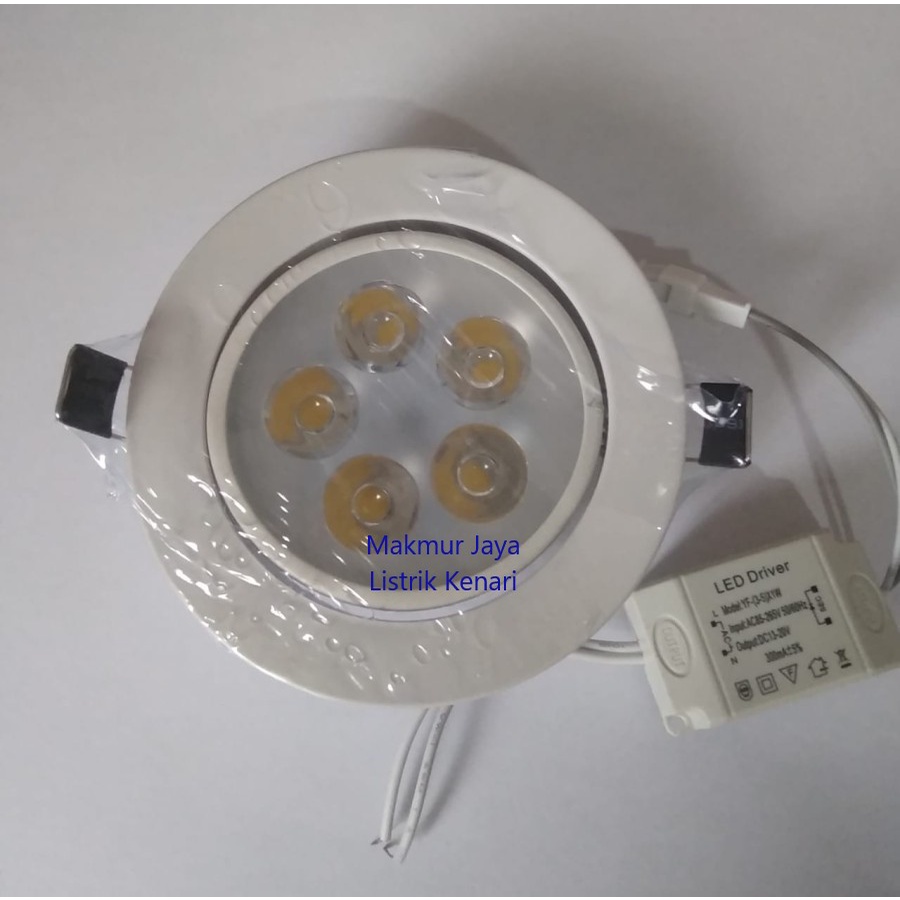 Lampu Downlight LED sorot 5W White 5 watt mata 5watt Warm White Silver Putih