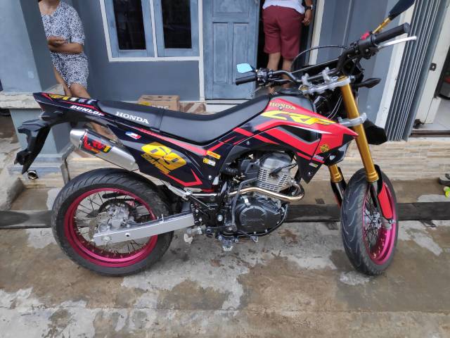 Decal sticker trail CRF 150L nomor cutting gold istimewa silau chrome