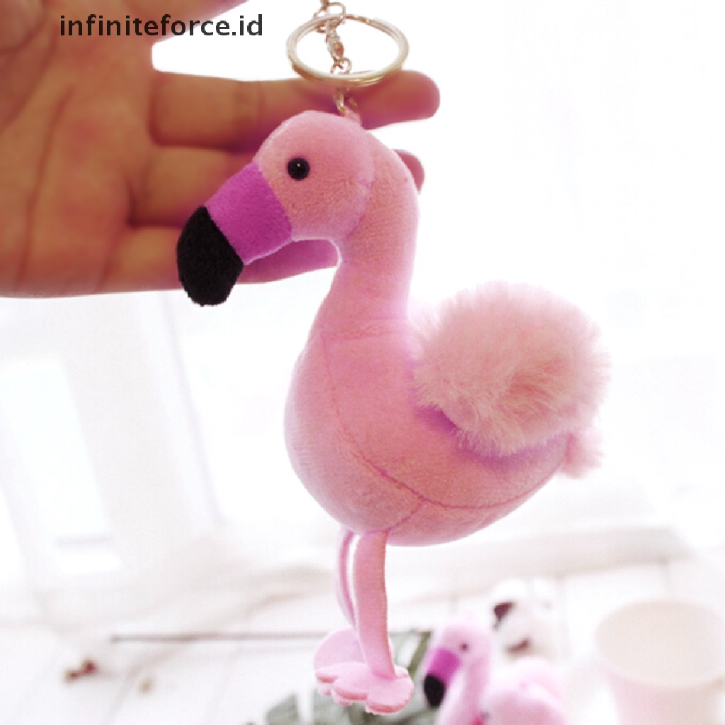 Gantungan Kunci Bentuk Flamingo Bahan Plush Untuk Tas