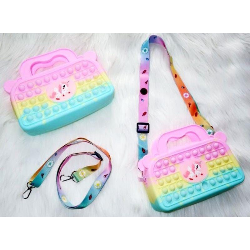 TAS POP IT JUMBO / TAS RANSEL ANAK SEKOLAH POP IT RUBBER JELLY UNICORN