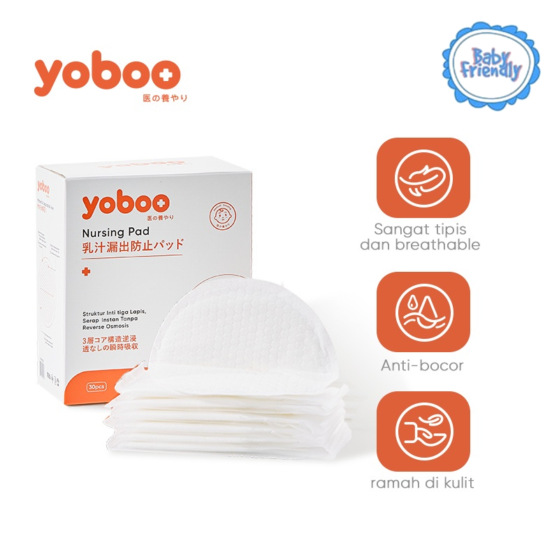 [Baby Friendly] YB-0006 Yoboo Breast Pad Penyerap ASI 30 Sheet / Pembalut Payudara untuk Ibu Menyusui