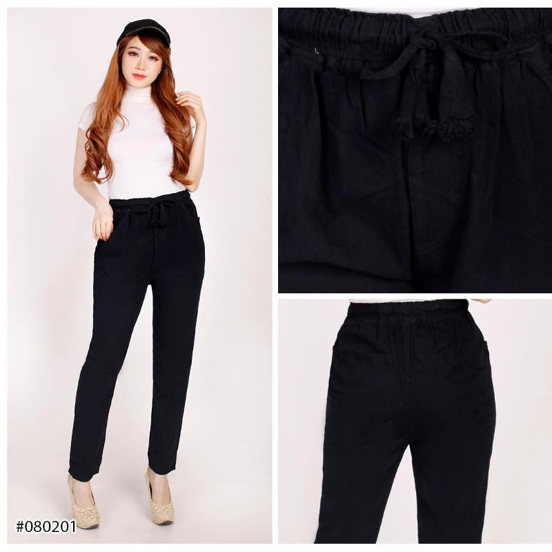 CELANA KULOT DENIM HAILEY BLACK ALL SIZE / KULOT JEANS HITAM PANJANG