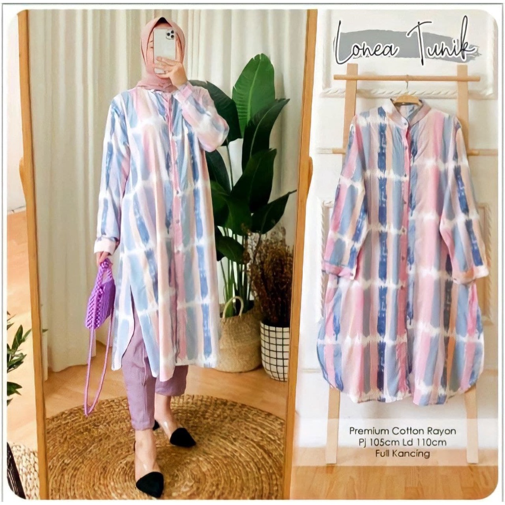 Tunik Wanita Rayon Viscose Premium Baju Tunik Wanita Terbaru Lengan Panjang Busui LD 110 cm