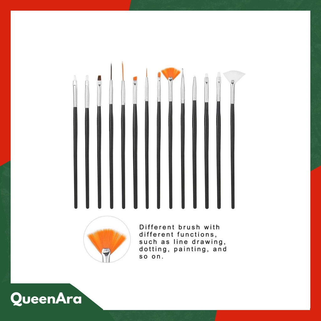 NelBeauty Brush Kutek Kuku Pro Nail Art Dotting Tools 15 PCS - N180