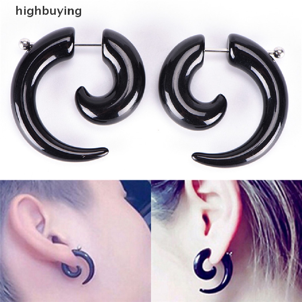 Hbid Anting Tusuk Bentuk Siput Bahan Akrilik Warna Hitam Gaya Gothic Punk Untuk Pria / Wanita