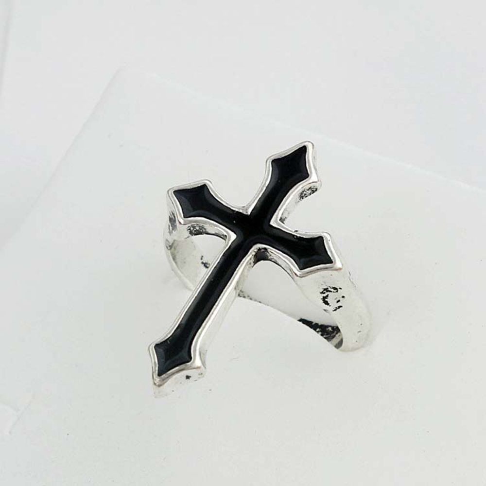 【COD Tangding】Adjustable Personality Retro Opening Cross Men's Index Finger Punk Style Domineering Ring