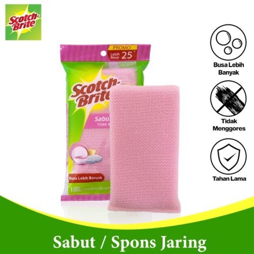 3M Scotch Brite Sabut Jaring Hijau Cuci Alat Makan Plastik ID 60