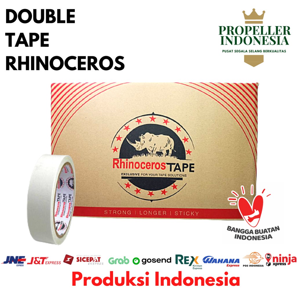 Double Tape Putih RHINOCEROS Tape 24mm x 10m @144Pcs/Dus