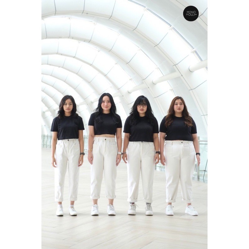 PRELOVED Monomolly Alexa Baggy Jeans in White & Jet Black