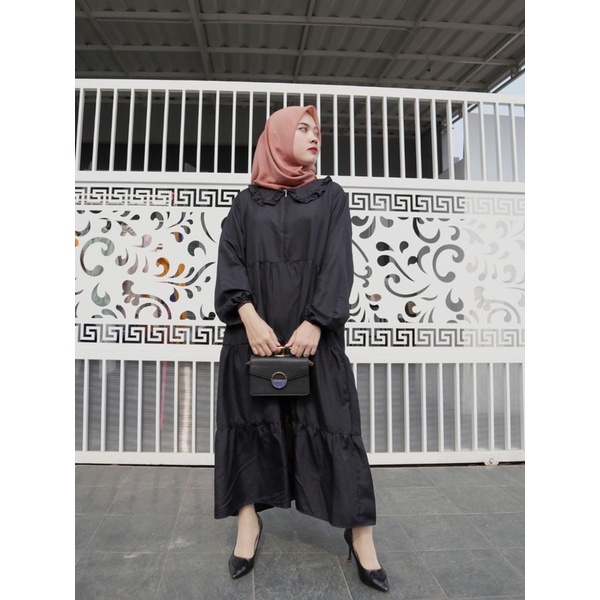 IZANY Gamis Dress Wanita / Midi Dress XXL Jumbo Collar Plain Polos Wanita banyak Warna busui friendly