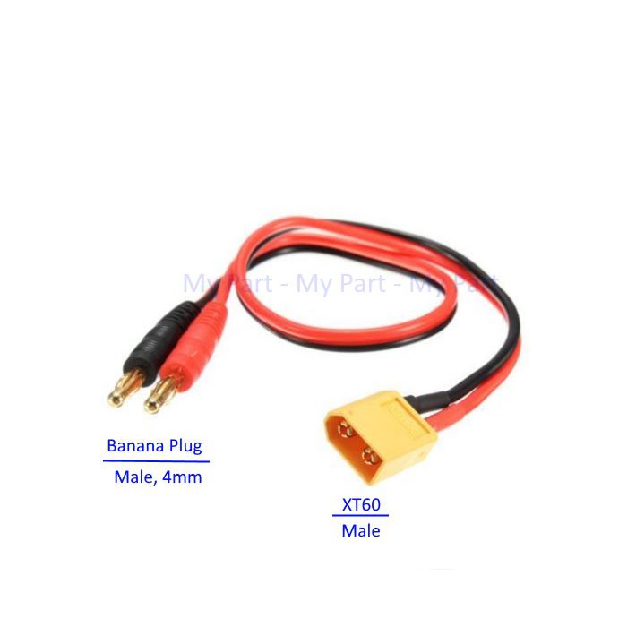 XT60 Male + Konektor bulat + Kabel Awg 16