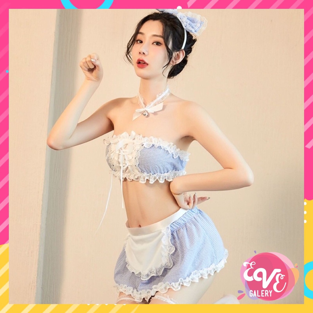 Ɛѵҽ Set Lingerie + Cd + Bando Sexy Pakain Dalam Model Costume Maid Eropa Deluxe 1173