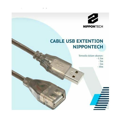 Cable Usb A 2.0 extension nippontech 1.5 meter 480Mbps - Kabel usb2.0 male female 1.5m nippon tech