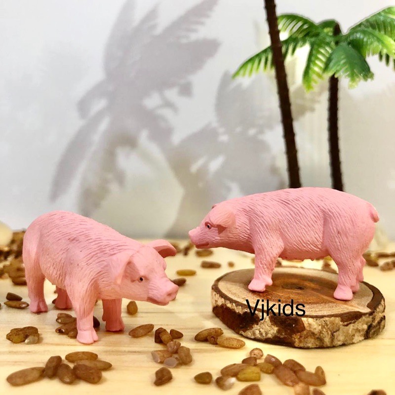 miniatur mainan karet pig utk pajangan, bermain sensory anak, diorama, maket, topper cake