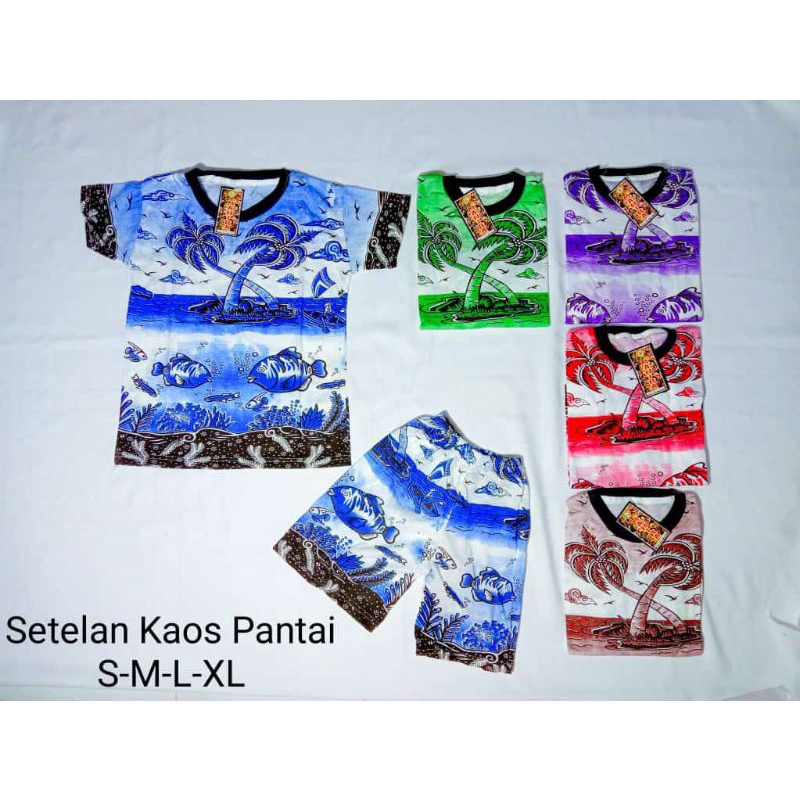 setelan kaos anak motif pantai/setelan anak pantai