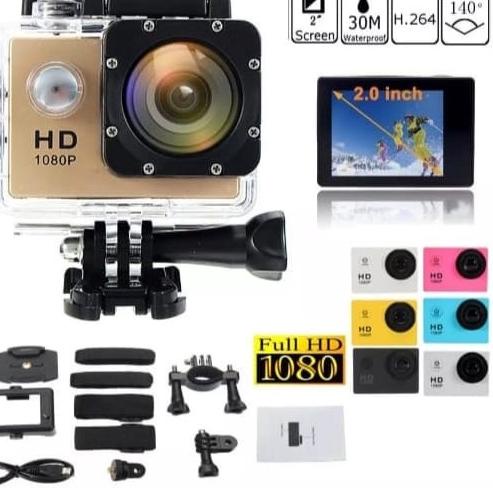 Modern.. SATU SET KAMERA SPORT / VLOG / ANTI AIR 30M / 18 MP 4K ULTRA HD 1080 / GO PRO / CAMERA KOGA